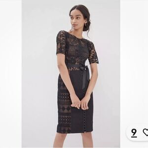 New Anthropologie Byron Lars Carissima Sheath Dress Lace Black Size 2